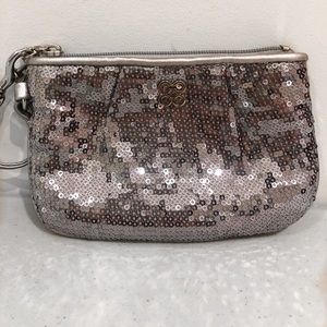 Coach Silver Sequin Wristlet